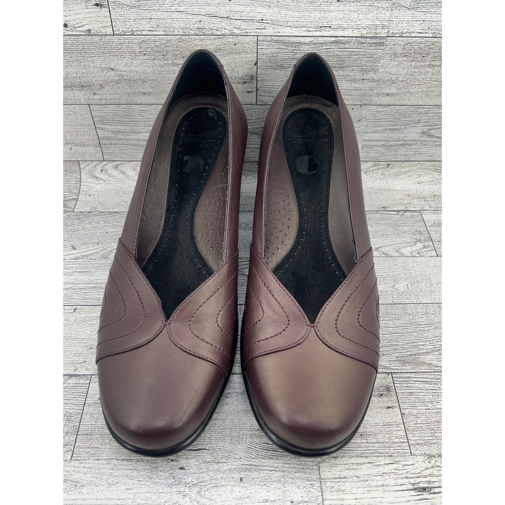Dansko Burgundy Leather‎ Block Heel Pumps Women Size EU 40 US 9.5-10